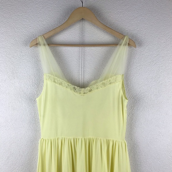 Vintage l 50s 36 Vanity Fair Yellow Nylon Tricot Tulle Lace Pinup Slip Nightgown - Picture 7 of 13
